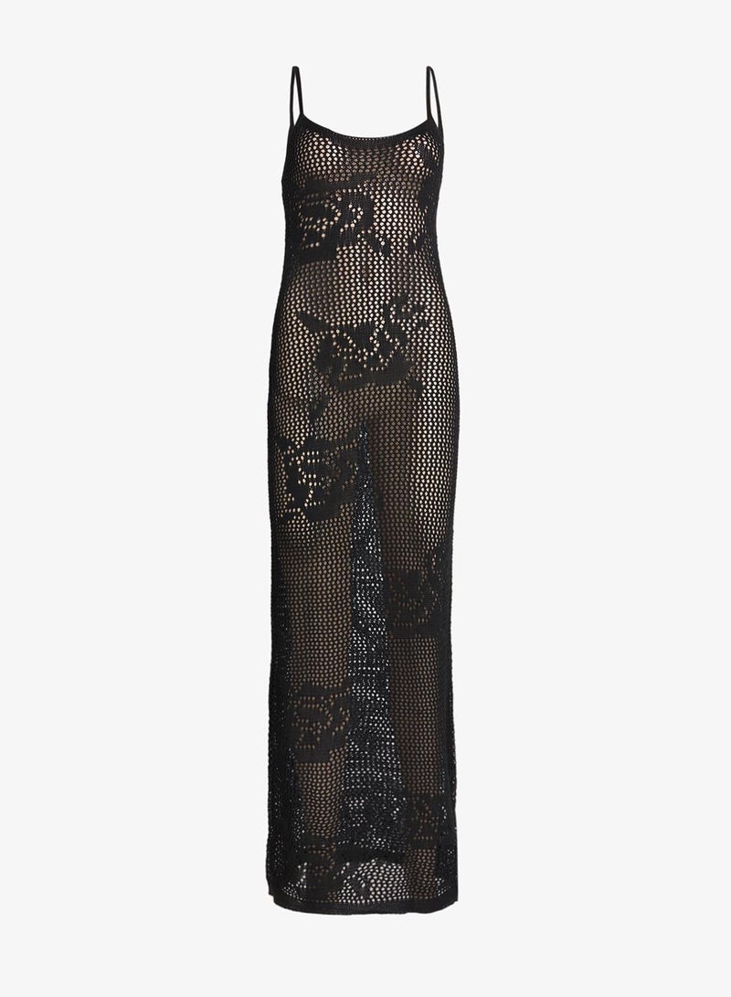 جينجر فستان شاطئ كروشيه شفاف بحمالات - Image 5